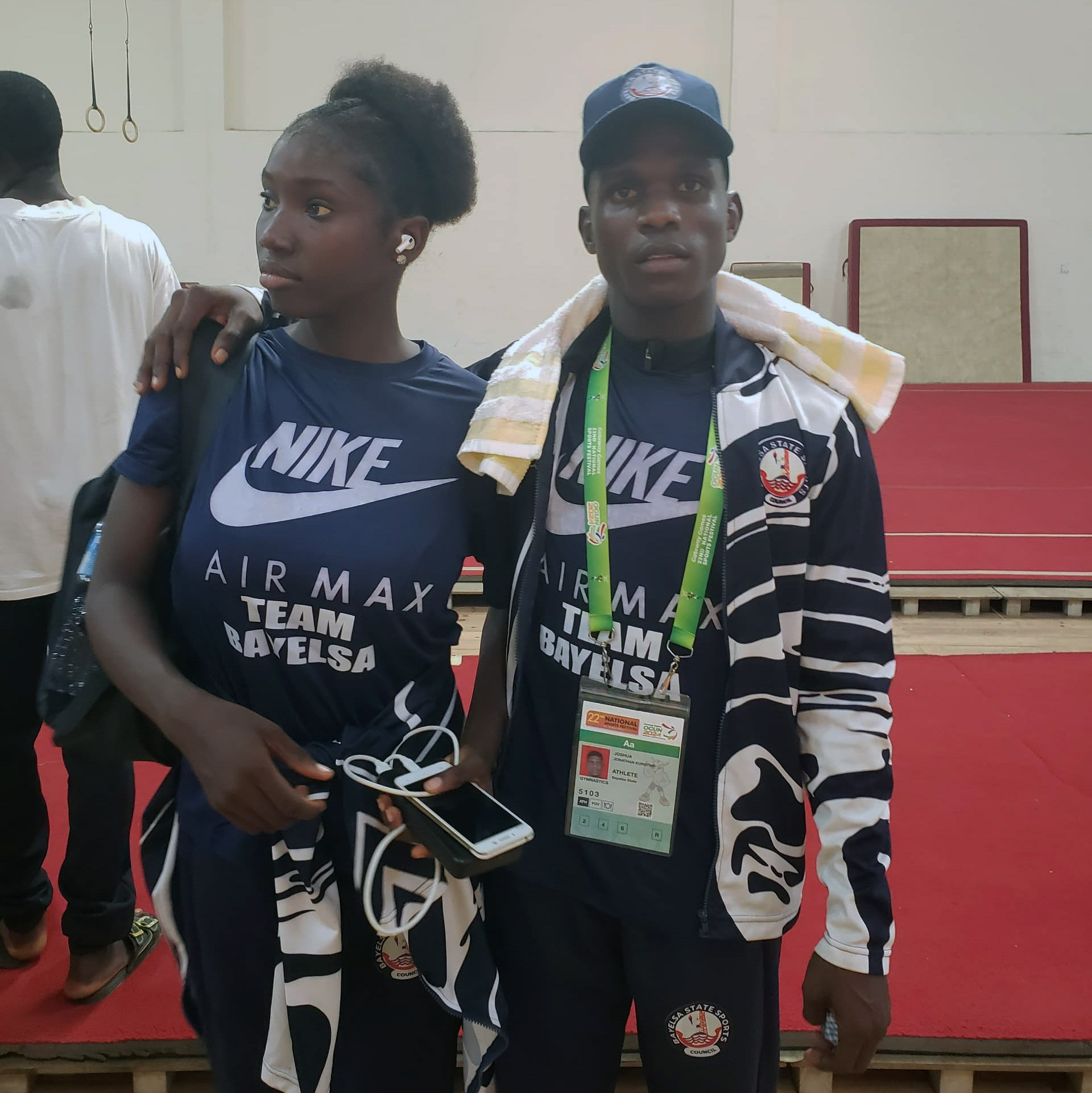 Taylor Telema Naomi and Joshua Jonathan Kurotimi won a bronze medal on the team Aerobic gymnastics Taylor Telema Naomi and Joshua Jonathan Kurotimi