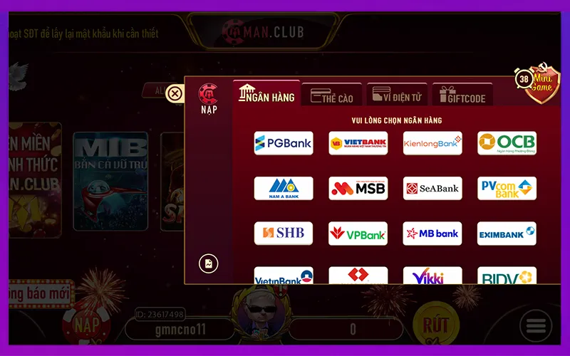Thanh toán nhanh chóng và bảo mật tuyệt đối tại Man Club